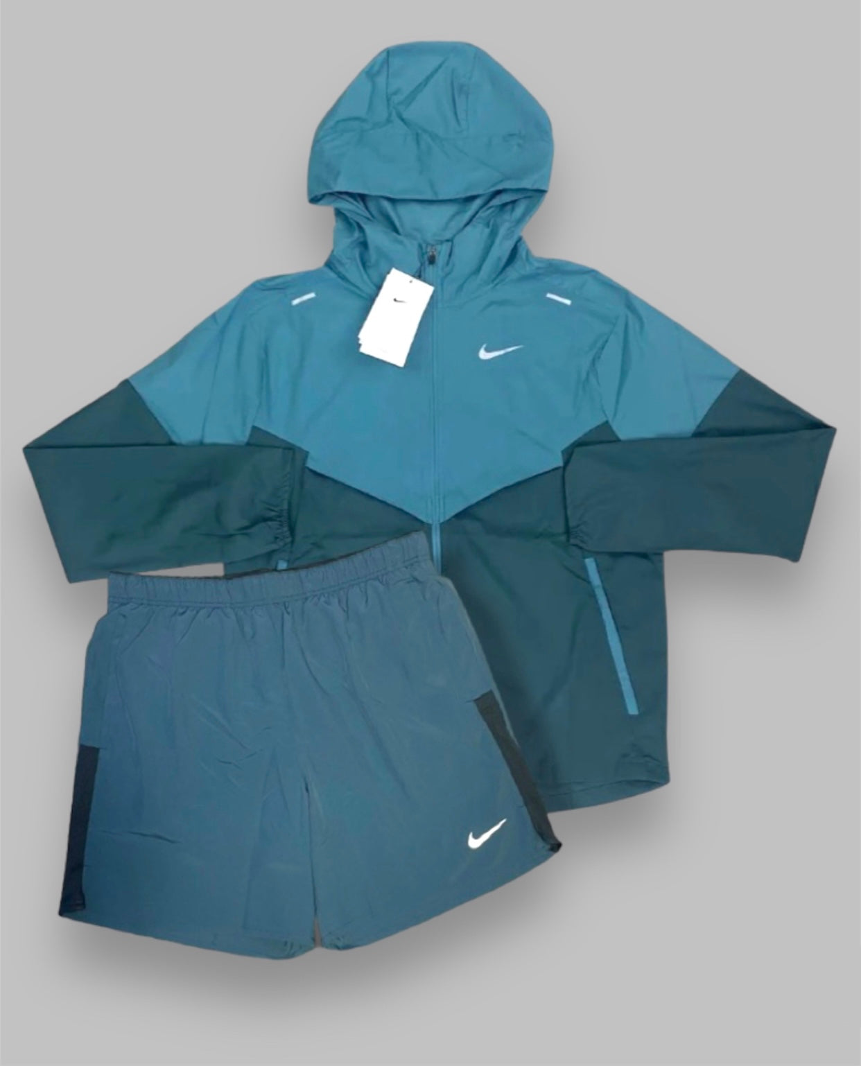 NIKE RUNNING WINDRUNNER AND SHORTS FULL SET - TEAL BLUE