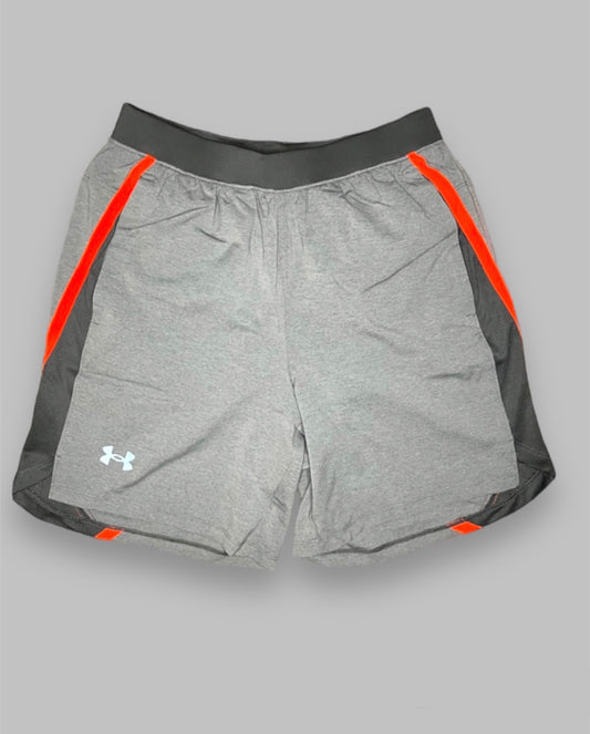 UA LAUNCH SHORTS GREY/ORANGE