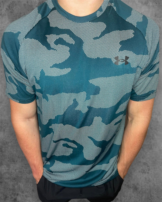 UNDER ARMOUR TEAL CAMO TEE